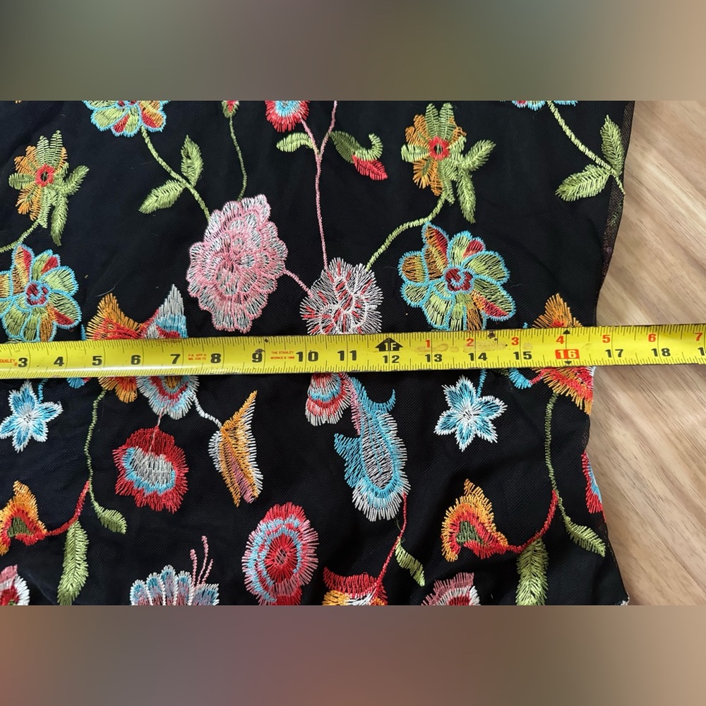 Darian Black multi colored floral embroidered dress short 12 homecoming - Picture 8 of 8
